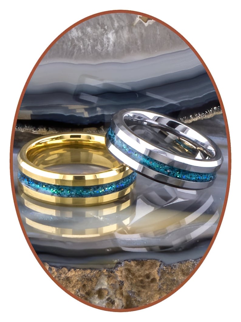 Memorial Ring Tungsten Carbide Cremation Jewelry Gold or Silver Ashes ring Sparkling RB048GZX Pet Ash 6mm
