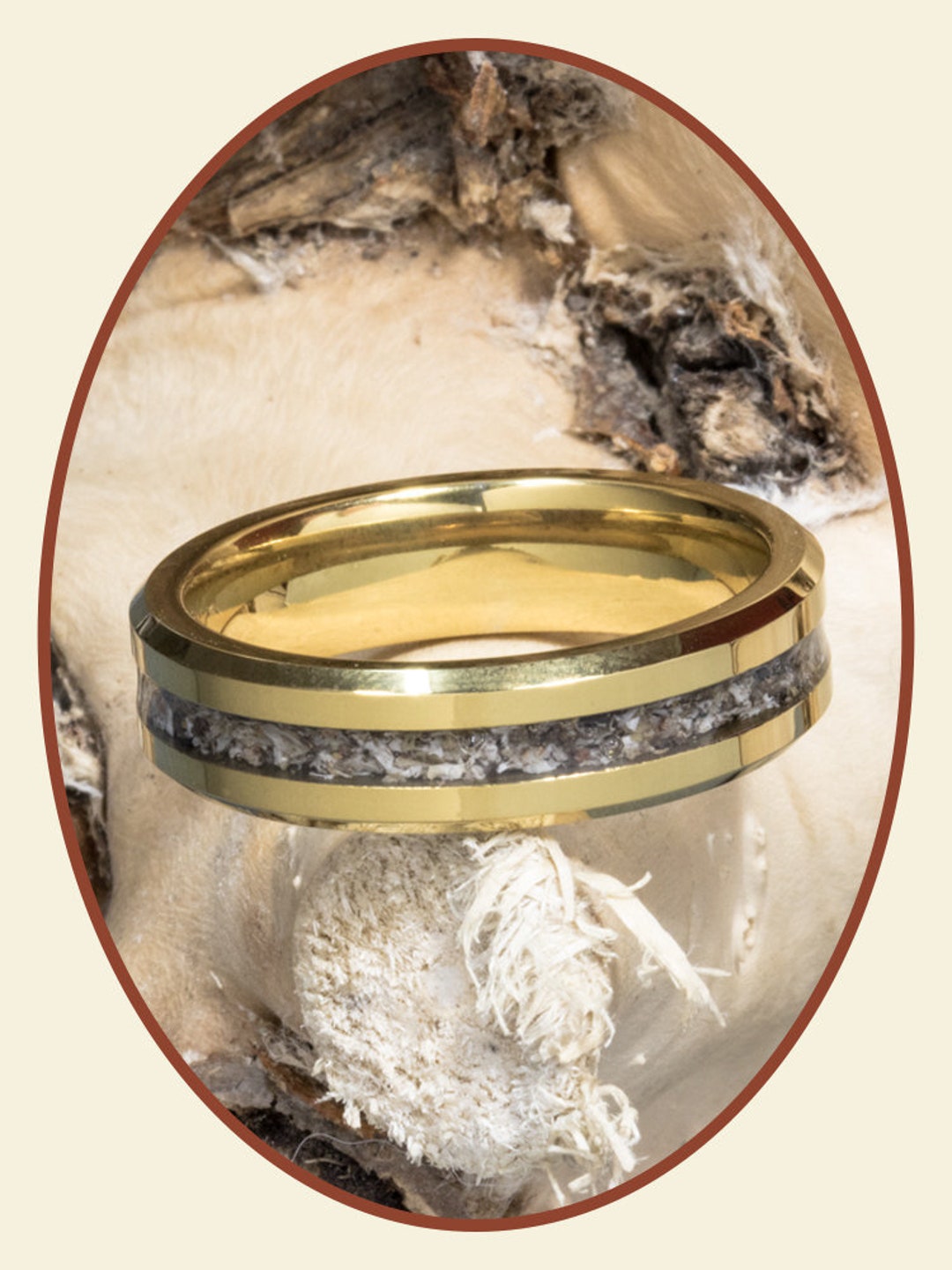 6mm - Ashes Ring - Tungsten Carbide Gold - Pet Ash - Cremation Jewelry ...