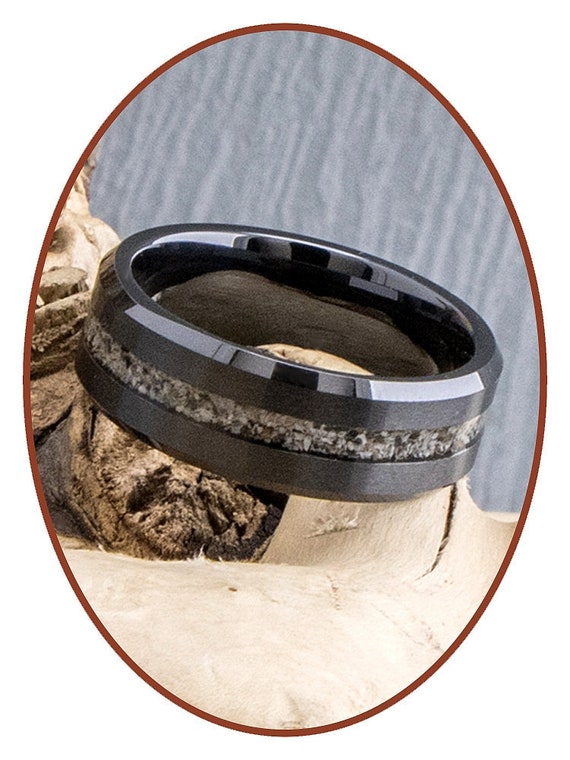 8mm - Cremation Memorial Ring - Tungsten Carbide Satin Black - Ashes jewelry - Mens Cremation Ring - Cremation Jewelry - RB048TB