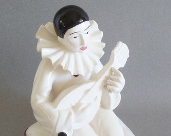 Clown Music Box, Taste Setter Sigma, Pierrot Music Box, French Clown, Black and White, Porcelain, Send in the Clowns