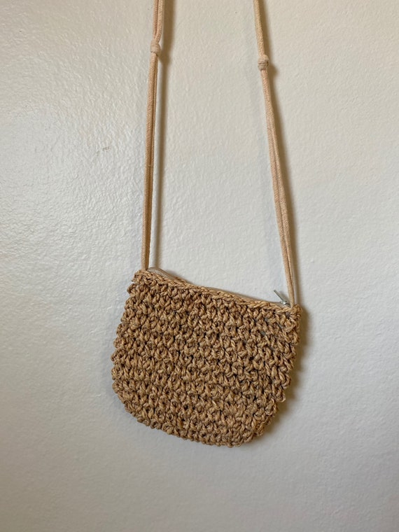 Crocheted Jute Cross Body Bag / Purse / Wallet wi… - image 8