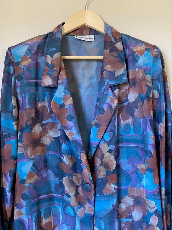 1980's Kenneth Mitchell Rayon Oversized Blazer w/… - image 3