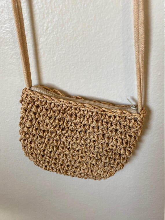 Crocheted Jute Cross Body Bag / Purse / Wallet wi… - image 6