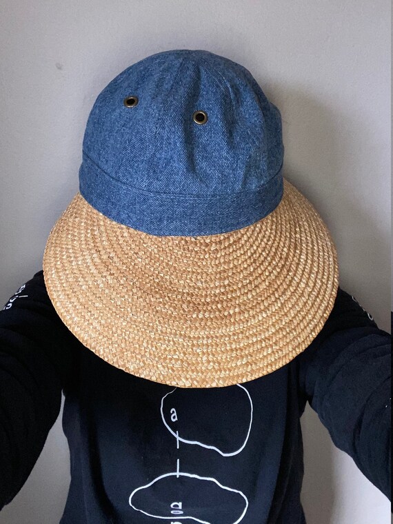 Denim & Straw Oversized Visor / Sun Hat