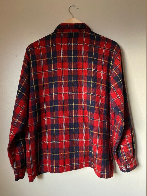 1940's Red Shield Plaid Wool Button Front Work Sh… - image 2