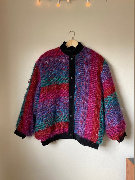 1980's Jinx Senior Textured Mohair & Suede Sweater