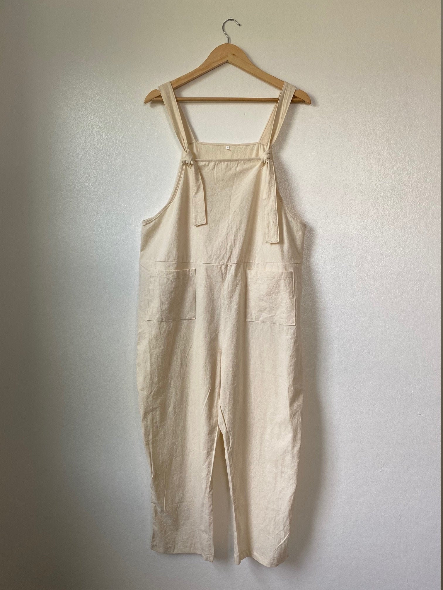 100% Cotton Natural/Cream Colored Lightweight Overalls w/ | Etsy