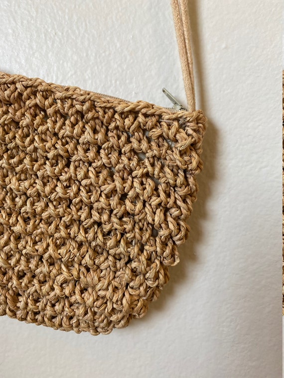 Crocheted Jute Cross Body Bag / Purse / Wallet wi… - image 7