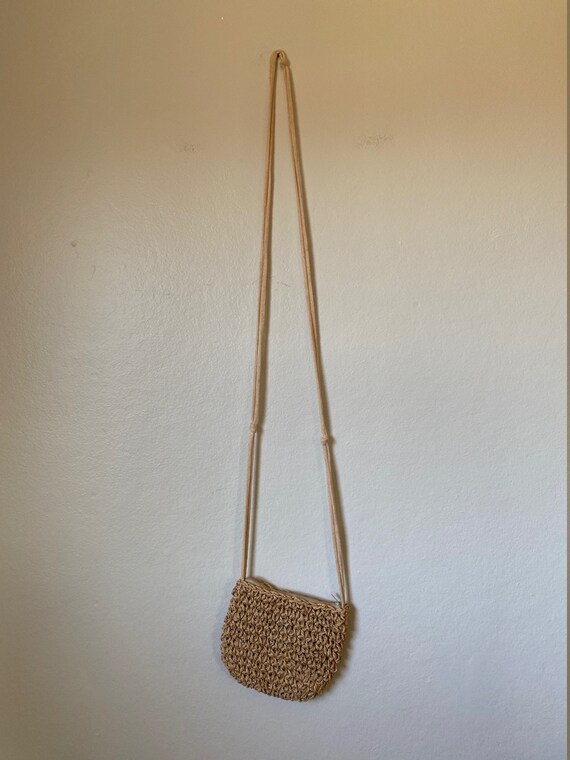 Crocheted Jute Cross Body Bag / Purse / Wallet wi… - image 5