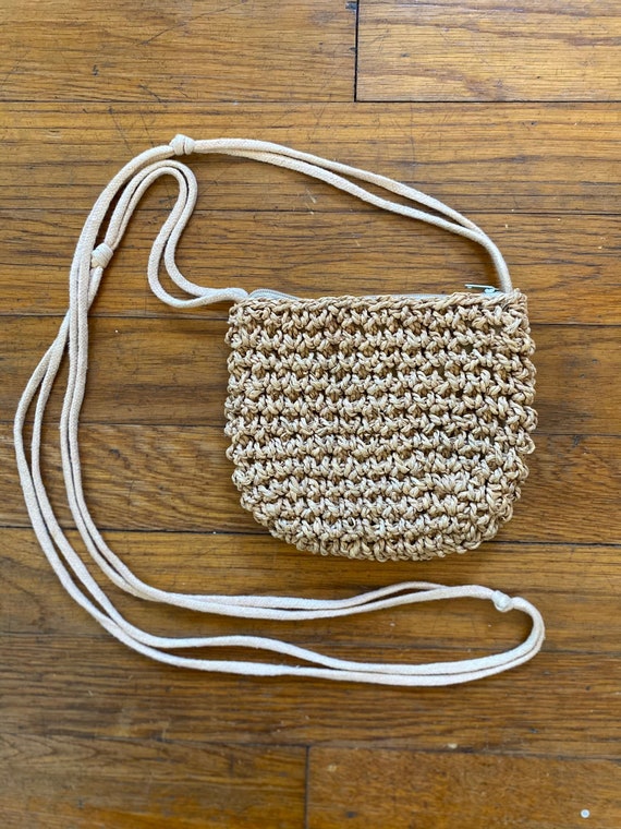 Crocheted Jute Cross Body Bag / Purse / Wallet wi… - image 1