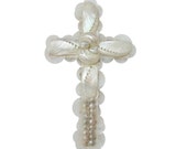 White Pearlized Seashell Cross