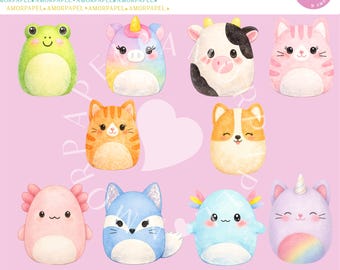 AKWARELOWE SQUISHMALLOWS CLIPART