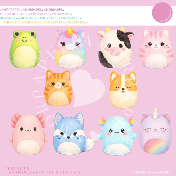 WATERCOLOR SQUISHMALLOWS CLIPART