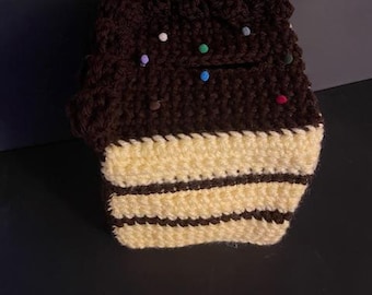 Handmade Crochet Cake Slice Square Tissue Box Covers