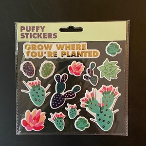 Feuille d'autocollants végétaux pour scrapbooking Autocollants végétaux pour la fabrication de cartes Feuille d'autocollants gonflés Feuille d'autocollants cactus