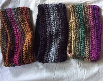 Hand Crochet Cowl #1 brown gold pink green burgundy