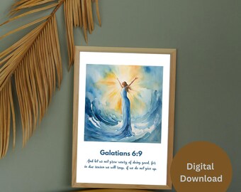 Galatians 6:9 Christian Wall Art, Inspirational Bible Verse (PDF)