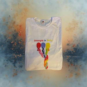 Women's/ Girls Red Blue Yellow Unity Braid Inspirational Graphic Print T-Shirt