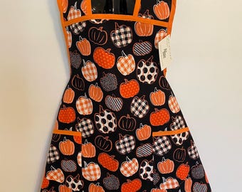 Retro Style Apron - Fall Pumpkins Thanksgiving