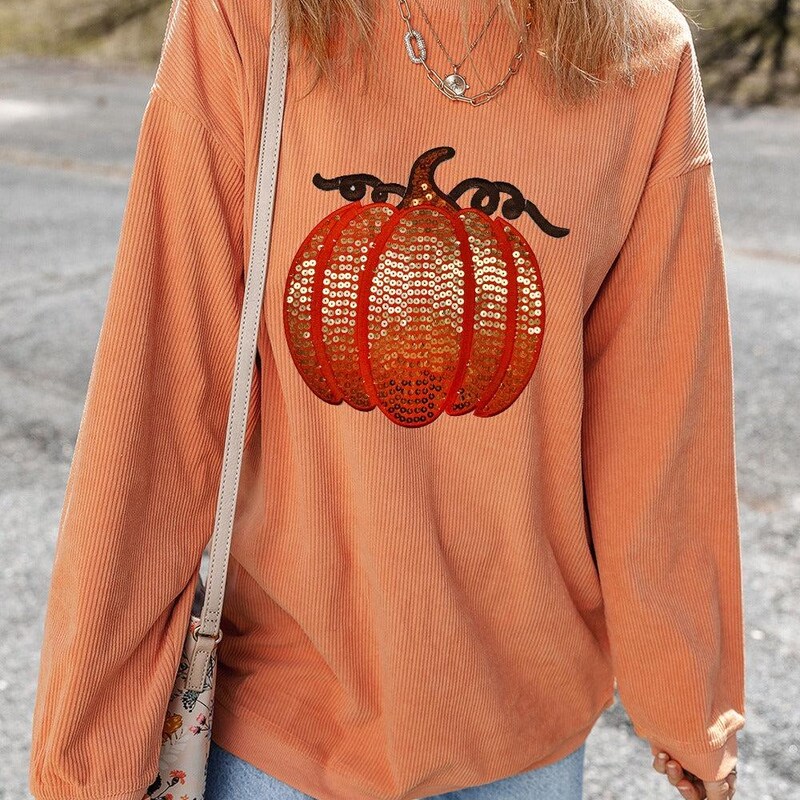 Pumpkin Round Neck Long Sleeve Sweatshirt main image 0