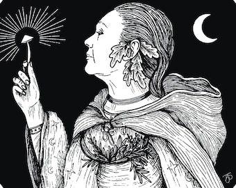 Wise Woman Digital Print - Medieval - Witch - Shaman - Magic - Crone - Plant Lore - Midwife - Women