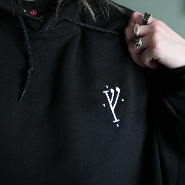Extended Size G Rune Embroidered Unisex Hoodie - Gandalf - The Hobbit - Inspired by Tolkien - Dwarvish - Runes - Lord of the Rings