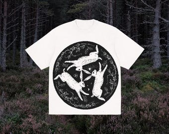 Three Hares Jacquard Knitted Tee - Ancient Symbol - History - Mythology - Folklore