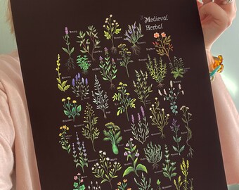 A Medieval Herbal - Digital Print - Botanical Print - Magical