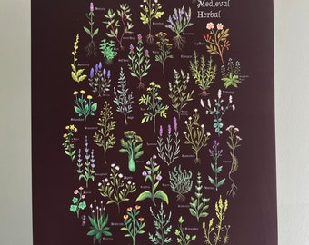 A Medieval Herbal - Digital Print - Botanical Print - Magical