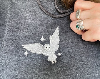 Night Owl Unisex Hoodie - Witchy Clothing - Nature Hoodie - Embroidered Hoodie - Owl - Bird - Magic - Fantasy - Fae - Star