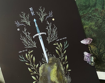 Excalibur Art Print - King Arthur - Myth - Legend - Fairytale - Sword - Camelot - Arthurian - Lady of the Lake - Sword in the Stone
