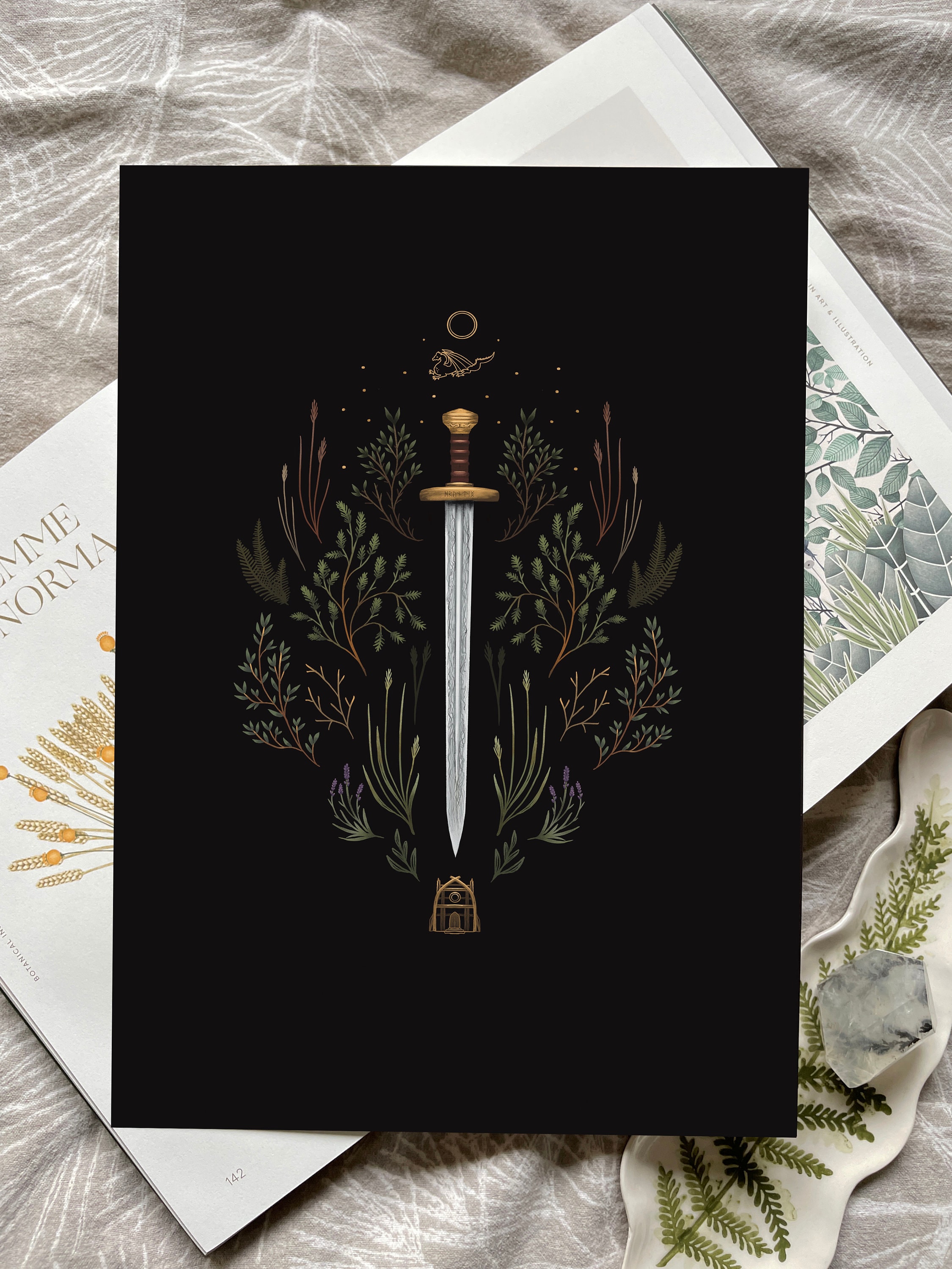 Beowulf's Sword - Saxon Sword Art Print - Botanical Print