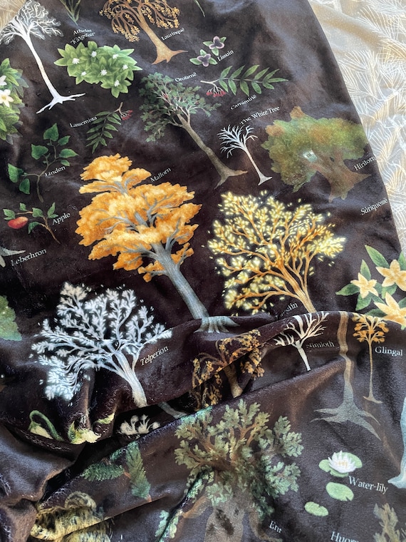 Tolkien Herbal Throw Blanket Cosy Blanket Inspired by Lord of the Rings  Hobbit Trees Fantasy Herbology Nature Forest 