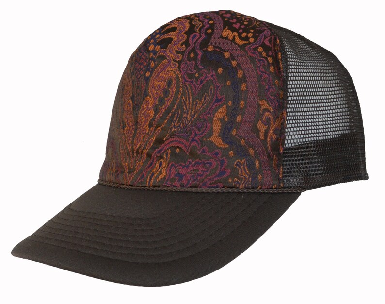 Trucker Hat Custom Baseball Cap Dark Paisley Purple Pink on | Etsy