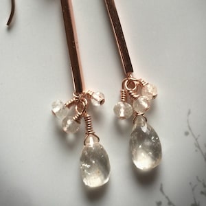 Oregon Sunstone and Rose Gold Earrings