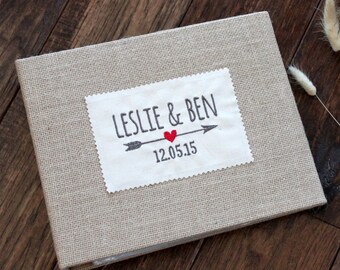 Personalized Wedding Album - Photo / Scrapbook - Rustic - Heart & Arrow- Bridal Shower, Anniversary, Valentine's Day, Engagement Gift
