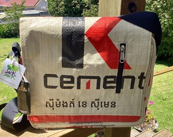 Medium Messenger Bag - Recycled Cement Sack - “Joseph” - K Cement