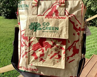 Laptop/Document Bag - “Opal” design - Recycled Cement Sack - Go Green Mountains