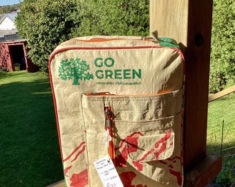 Crossbody Messenger Bag - Recycled Cement Sack - “Elly” - Go Green Mountains