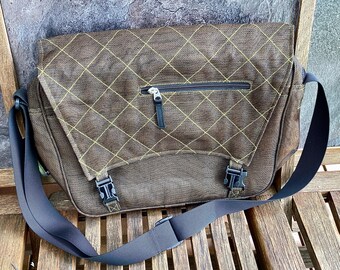 Orchard Netting - Recycled - Large Messenger Bag -  “Andy” - Chocolate Brown
