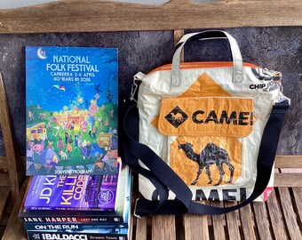 Book / Art Bag  - Recycled Cement Sack - Camel