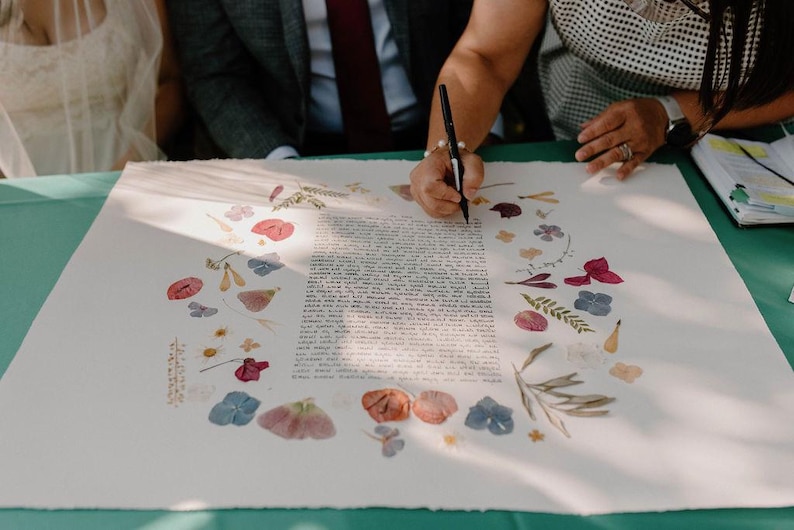 Pressed flowers signature ketubah by Bluth's Ritual Studio