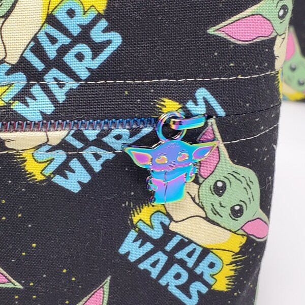 Nintendo Switch Case, Handmade, Padded, with Side Pocket with game holder, Washable, Made in USA, Made with Baby Yoda Fabric and Zipper Pull