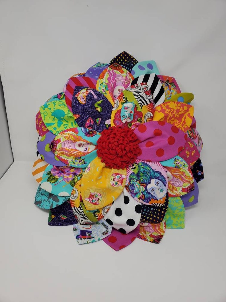 Petal Pop Zinnia Pillow With Tula Pink Curiouser & Curiouser Fabric Etsy