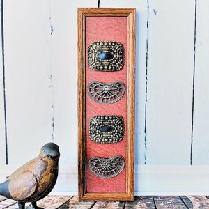 Framed Antique Cut Steel Shoe Buckles - French Victorian Fashion Wall Art
