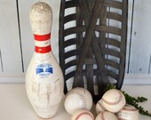 Bowling Pin, Vintage Plastic Coated AMF Bowling Ball Pin, Game Room Decor, Sports Decor, Athletic Gift, Autograph Trophy,