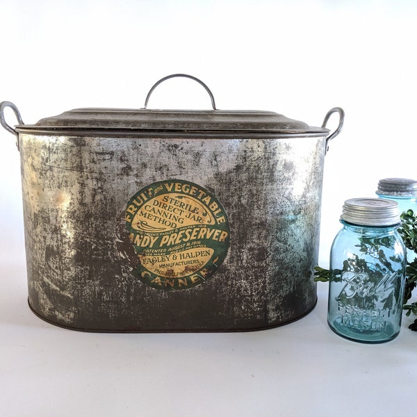 Canning Pot Vintage Metal Boiler Fruit Vegetable Canner Preserver Mason Ball Jar Insert Farmhouse Table Home Decor Coffee Table Centerpiece