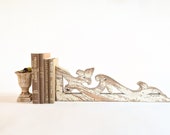 Modern Country Farmhouse Wall Decor, Vintage Architectural Porch Pediment Trim, White Corbel, Shelf Bookend Prop, Fixer Upper Accent