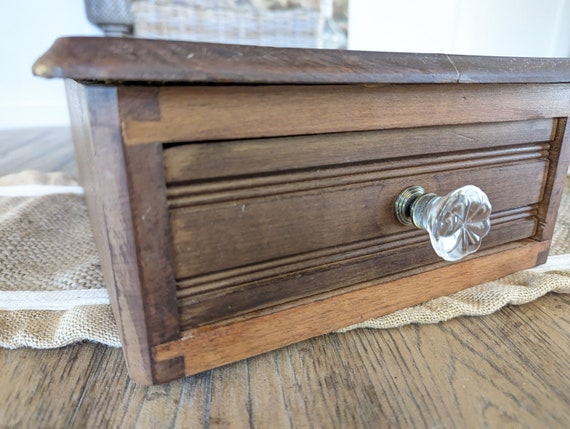 Vintage Wood Box Sliding Drawer Old Victorian Dre… - image 3