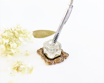Vintage Salt Dip Salt Cellar Dining Table Swag Desktop Writing Prop Calligraphy Pen Ink Holder Writing Tools Artist Crafter Pen Station